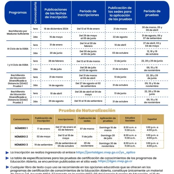 Calendario Educación Abierta 2025