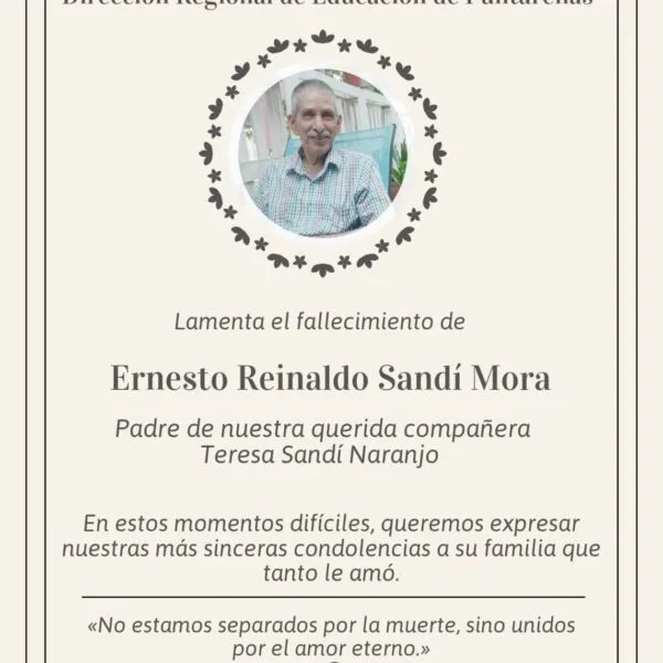 Nota luctuosa lamentamos el fallecimiento de Ernesto Reinaldo…