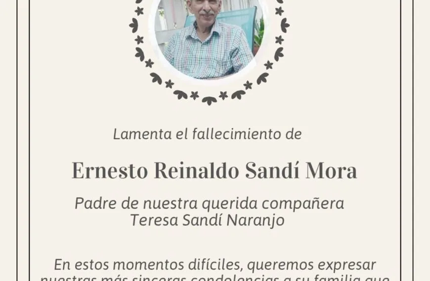 Nota luctuosa lamentamos el fallecimiento de Ernesto Reinaldo…