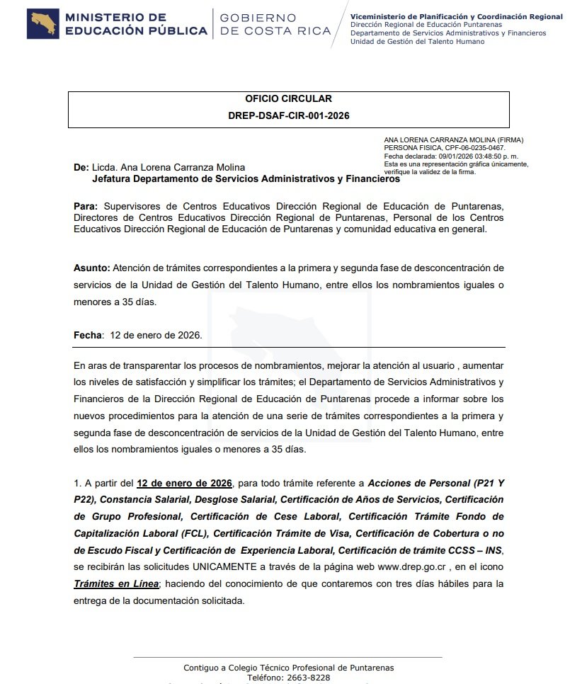 Atención trámites correspondientes a nombramientos iguales o menores a 35 días.